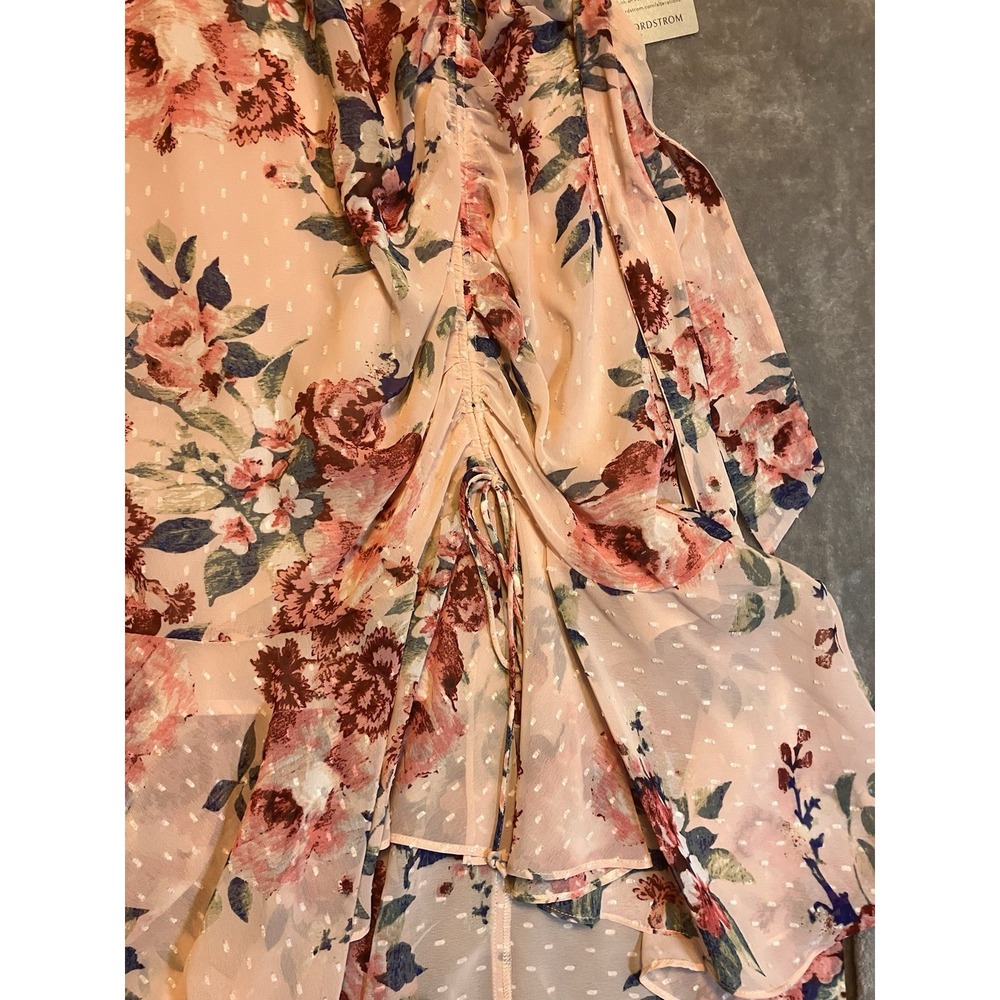 Eliza J Dress Sleeveless 8 V-Neck Bodycon Chiffon Ruched Pink Floral Spring NWT - Picture 7 of 9